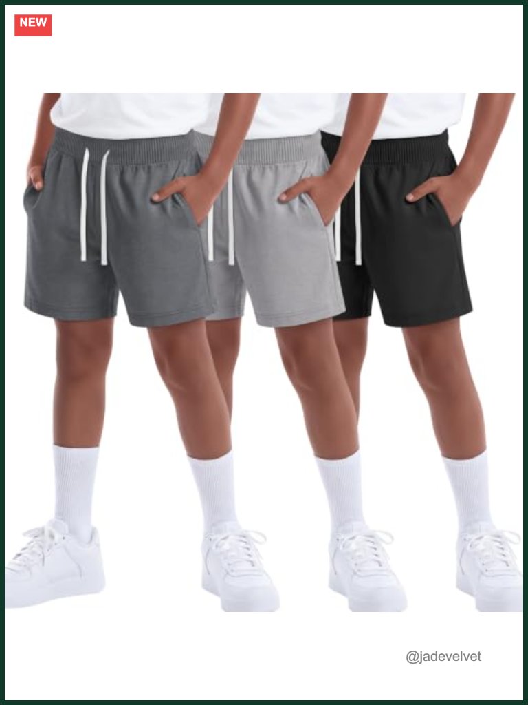 3 Pack Boys Pull On Athletic Sweat Shorts With Pockets